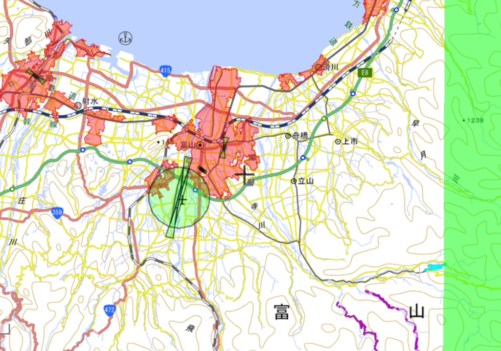 国土地理院地図富山県の表示